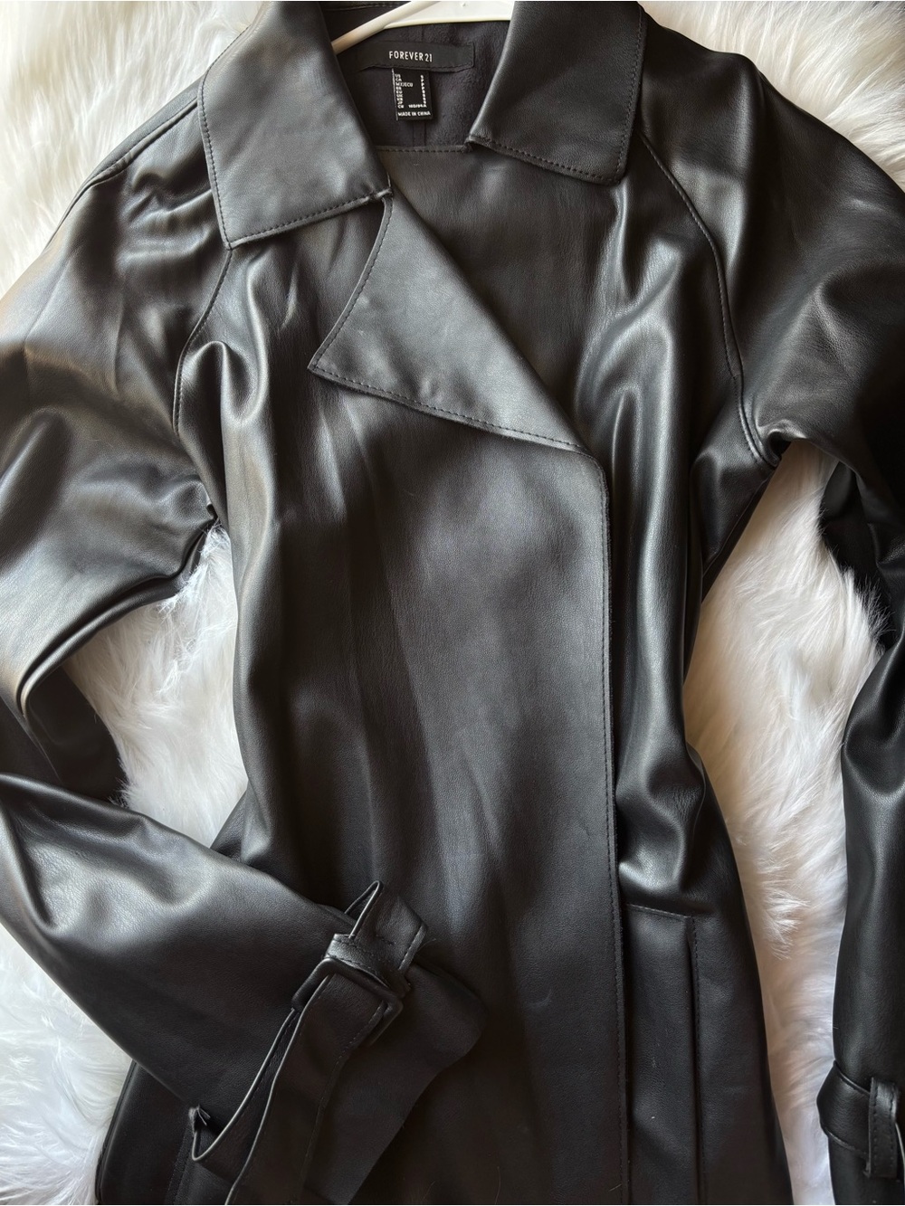 Black Leather Trench Coat